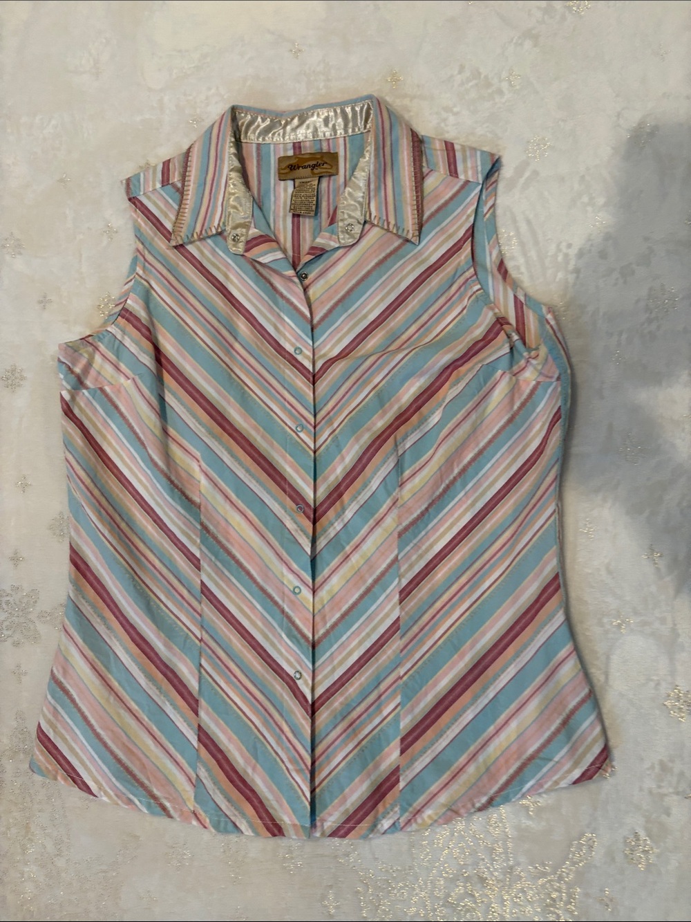 Vintage Wrangler Women’s Sleeveless Striped Snap Down Top